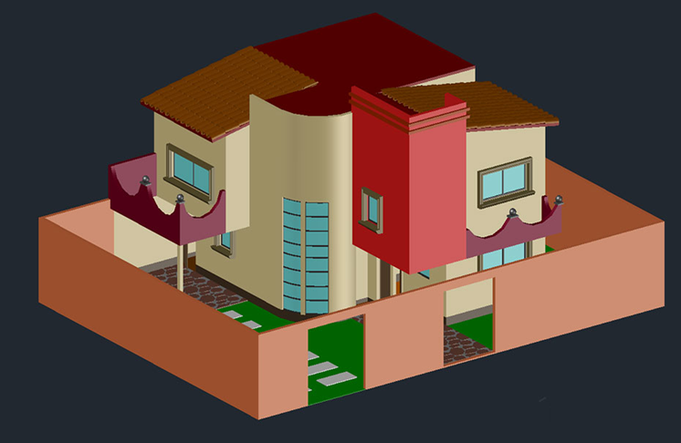 دانلود فایل اتوکد ویلای مدرن سه‌بعدی DWG | 3D Modern Bungalow DWG File برای AutoCAD